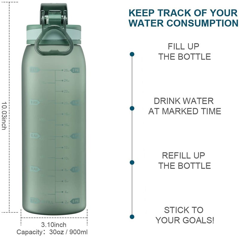 Teentumn Time Marker Water Bottle 30 oz with Push Button Motivational Measurement Marker  Reusable Tritan Plastic Water Jug for Workout Sport Travel Water Tracker (Pack of 1) - Image 4